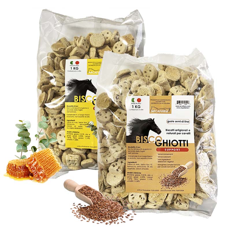 Biscotti funzionali e artigianali da forno per cavalli biscoghiotti 1 kg linea support - vari gusti