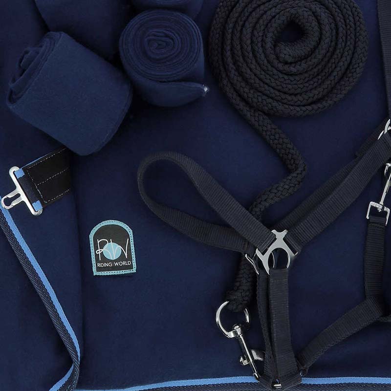 Coperta Pile per Cavallo con Accessori - set con Fasce, Lunghina e Cavezza - 0673