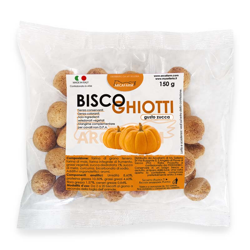 BISCOGHIOTTI alla Zucca 150 g biscotti artigianali per cavalli
