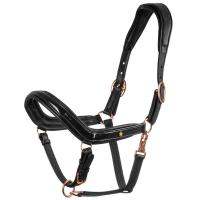 CAVEZZA IN CUOIO LUCIDO EQUESTRO CON FIBBIE ORO ROSA