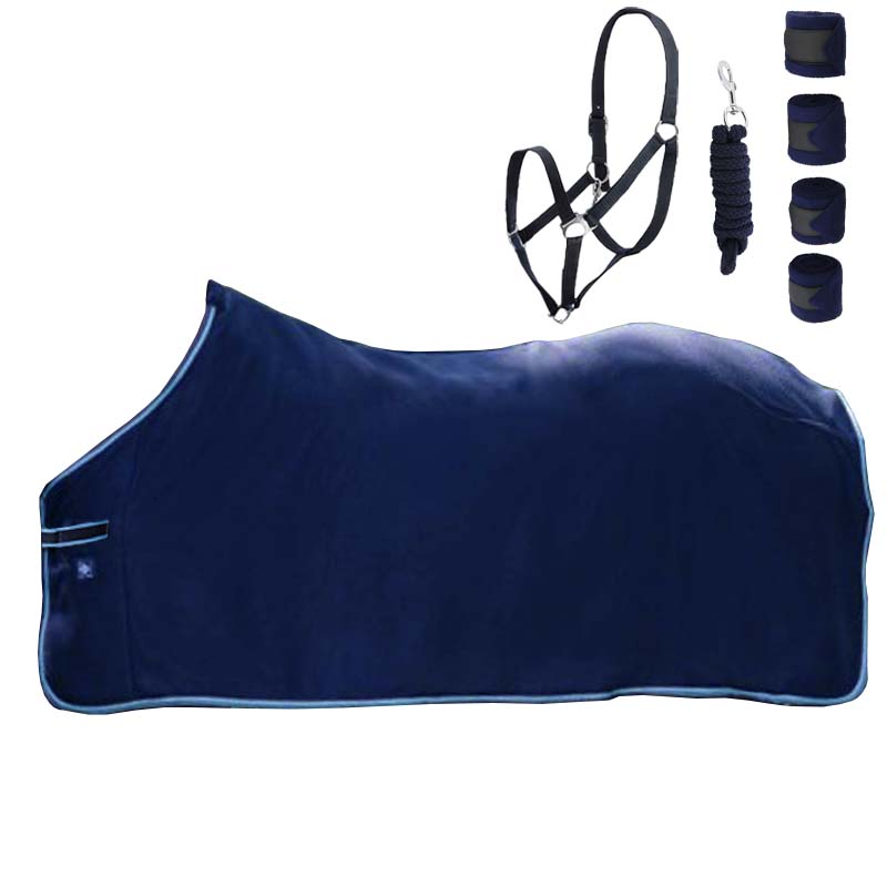 Coperta Pile per Cavallo con Accessori - set con Fasce, Lunghina e Cavezza - 0673