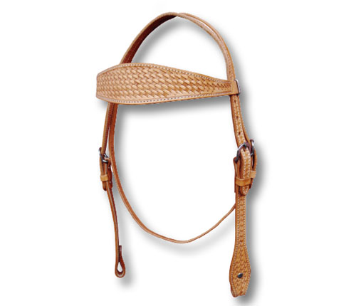 Testiera Per Cavallo In Cuoio Weaver Leather - Pelle Latigo Marrone, Hardware Nichelato, 5/8 Pollici