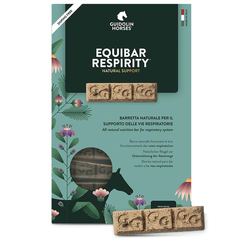 Barrette naturali per difficoltà, infiammazioni o allergie respiratorie del cavallo equibar respirity guidolin 600 gr