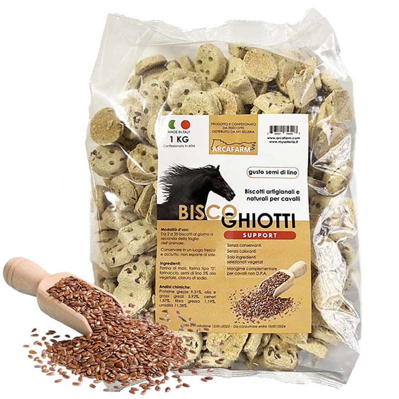 Biscotti Funzionali e artigianali da forno per cavalli BISCOGHIOTTI 1 kg Linea Support - vari gusti - 1243