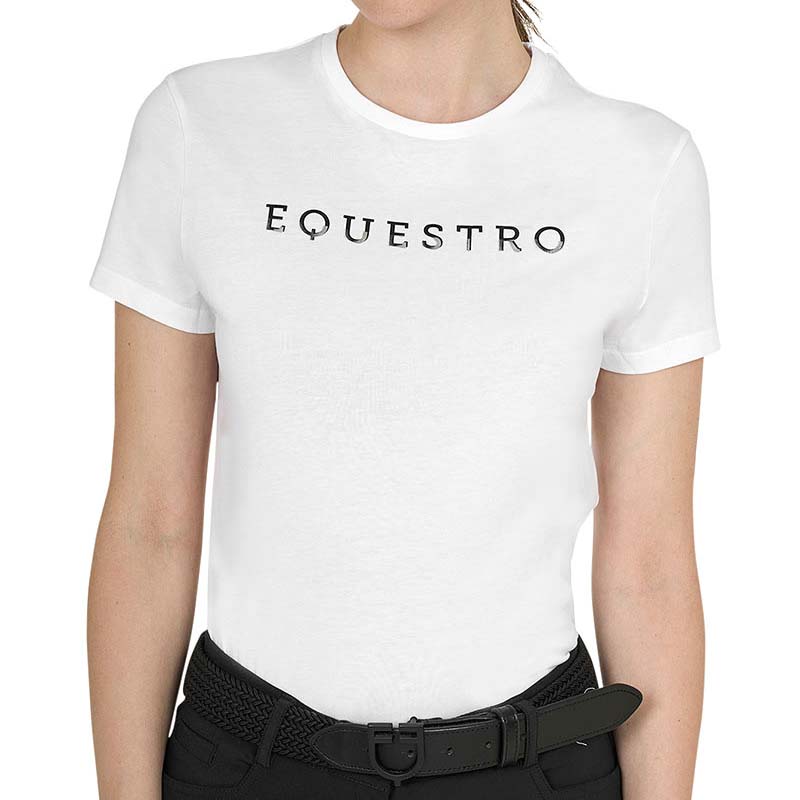 T-shirt cotone Donna con Logo Equestro Laminato - 9058
