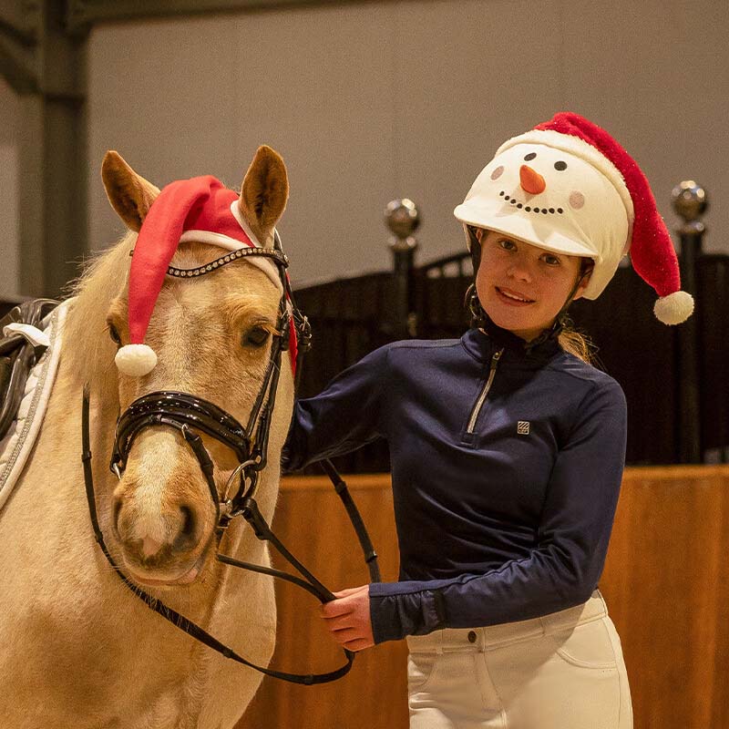 Copri Casco natalizio Pupazzo di Neve per cap equitazione - 9330