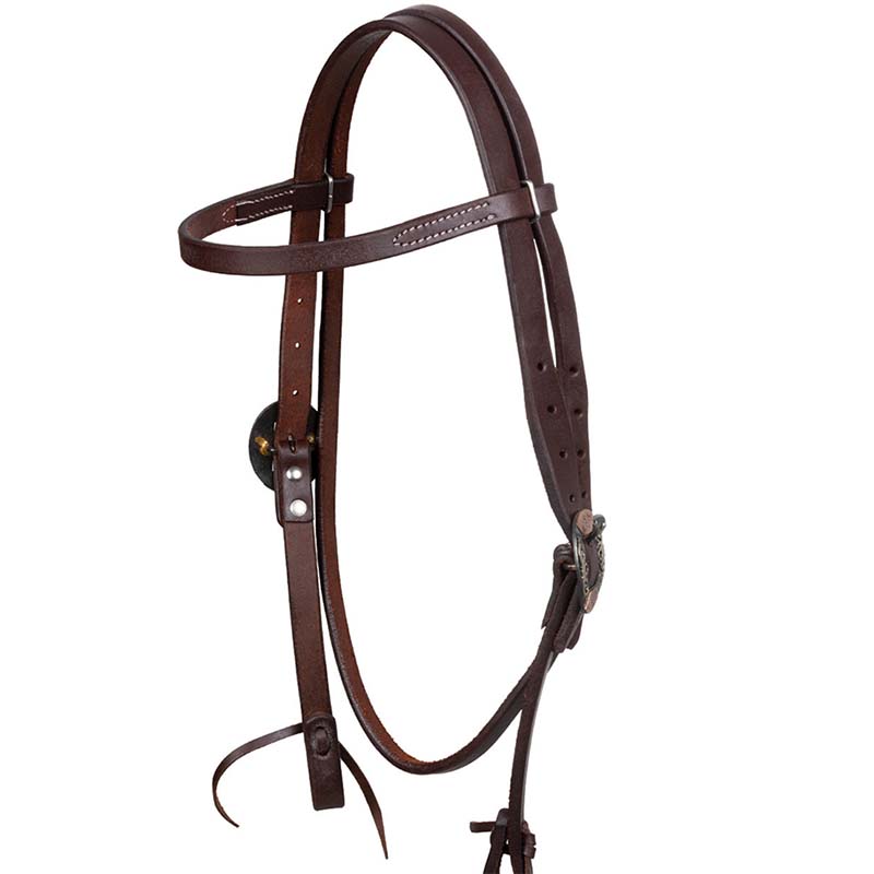 Testiera western in cuoio con fibbie decorate fantasia