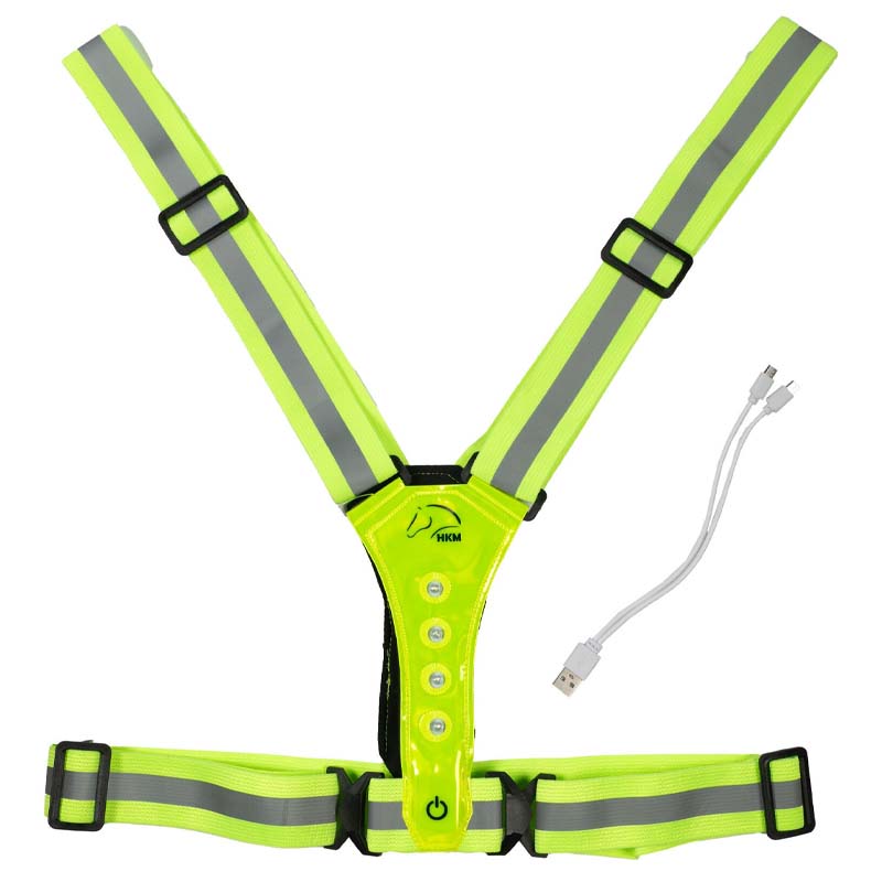 Gilet Pettorina Riflettente a Led per Equitazione da adulti e bambini HKM - 3429