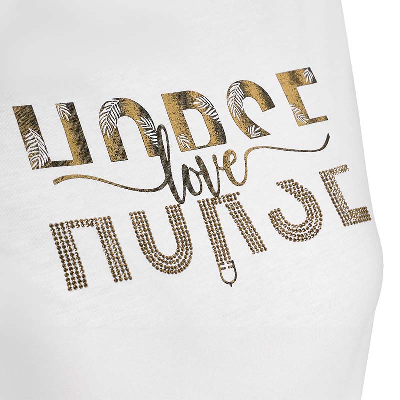 T-shirt in cotone Donna Equestro con stampa oro e strass - 9872
