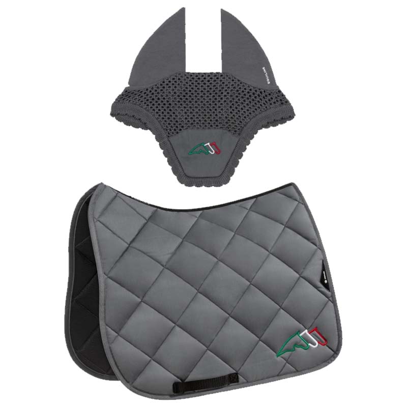 Set sottosella e cuffietta equiline rombo con ricamo tricolore - 3468