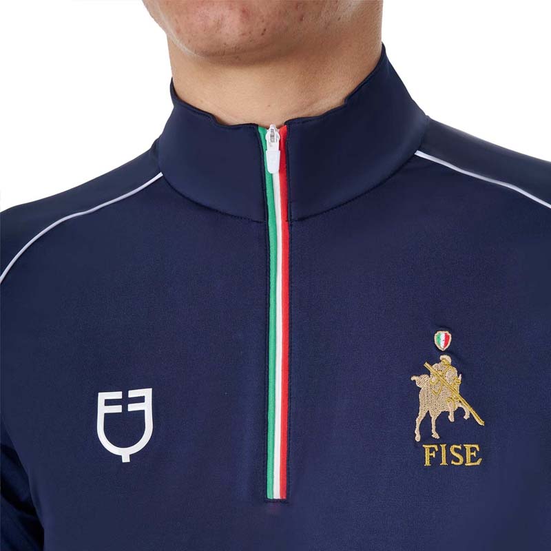 Polo da training uomo maniche corte tricolore Equestro X FISE - 9748
