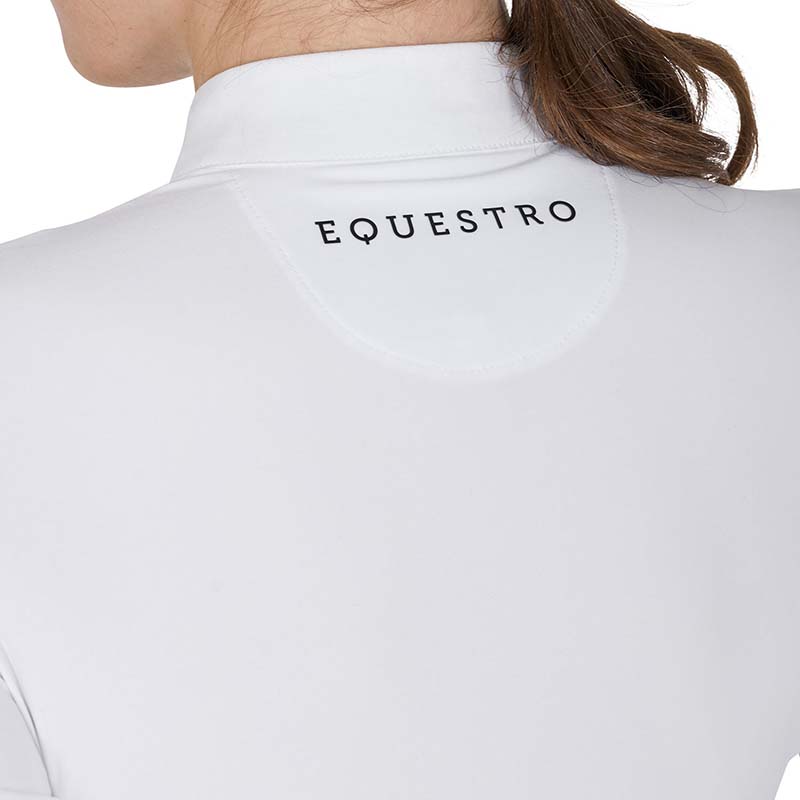 Polo da Concorso Equestro a maniche lunghe con Bottoni e Strass - 9856