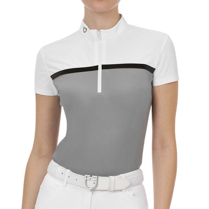 Polo da concorso donna Equestro Ridertechnology in tessuto traforato