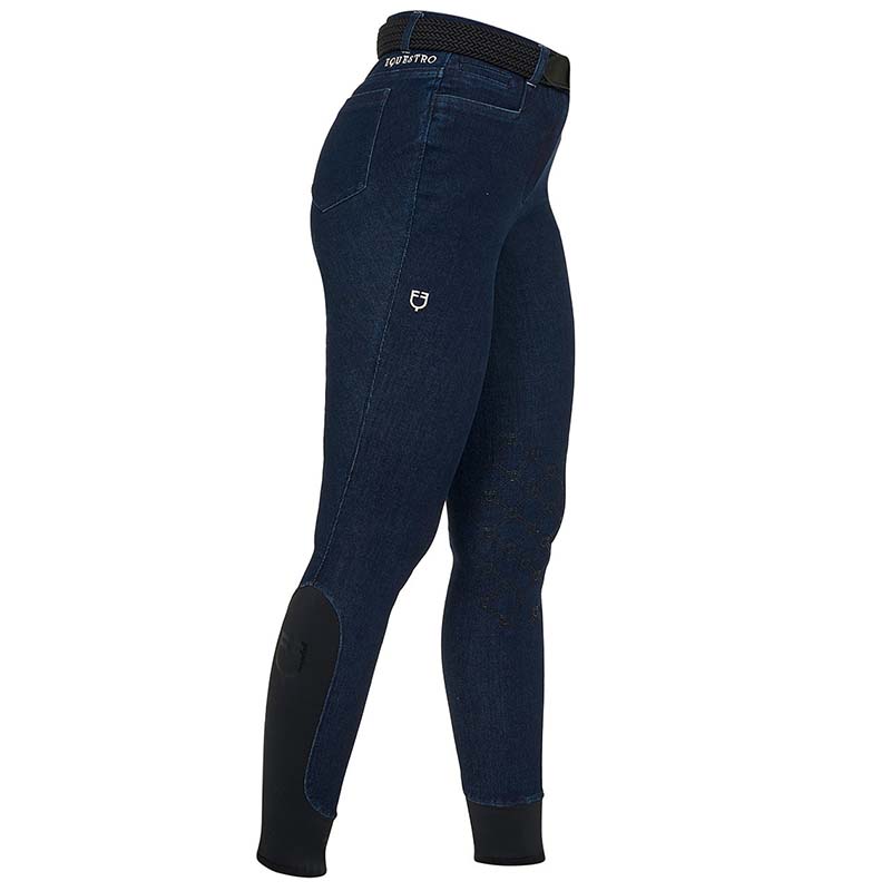 Pantaloni Equitazione Donna effetto Jeans Equestro - grip al ginocchio - 9985