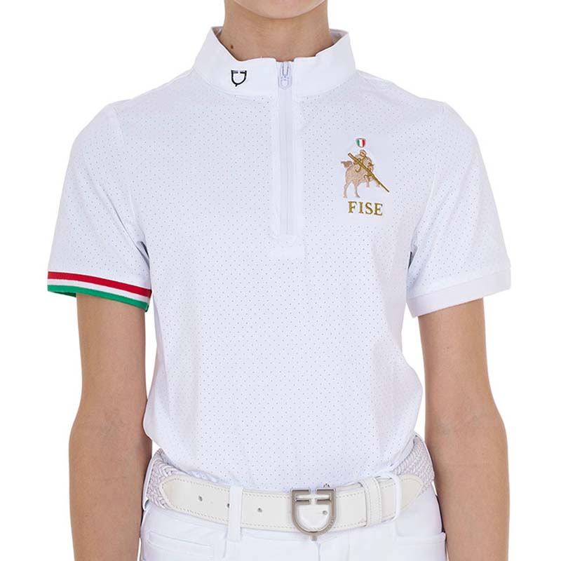 Polo bambina da concorso con zip equestro x fise