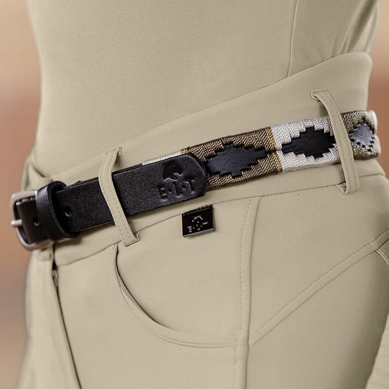 Cintura in pelle con Inserto tessuto stile Navajo - 3908