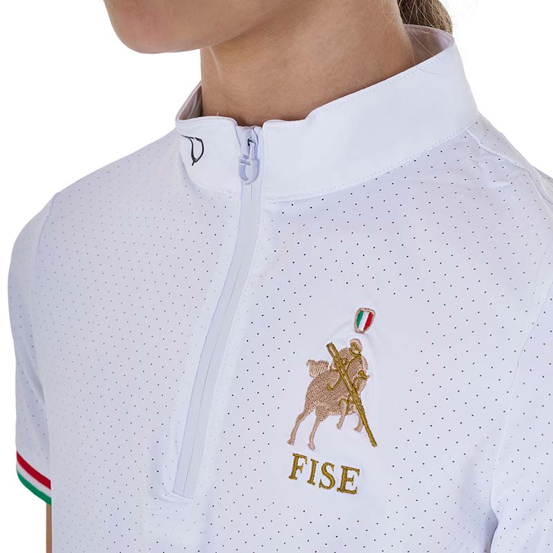 Polo bambina da concorso con zip Equestro X FISE - 9755