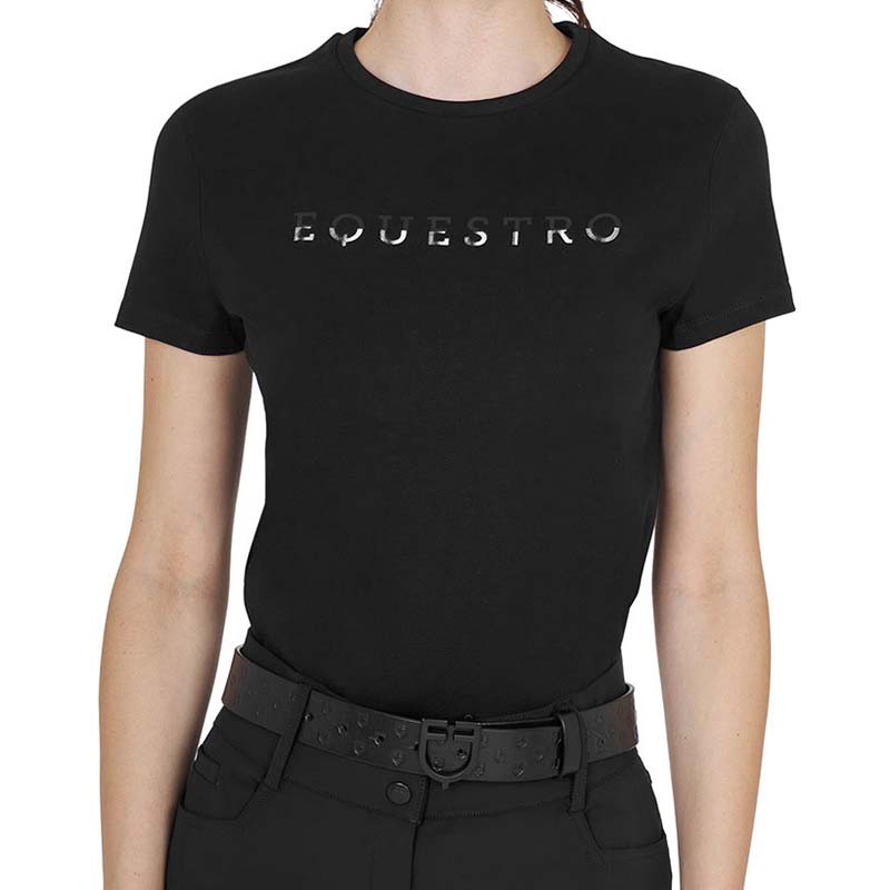T-shirt cotone Donna con Logo Equestro Laminato - 9058