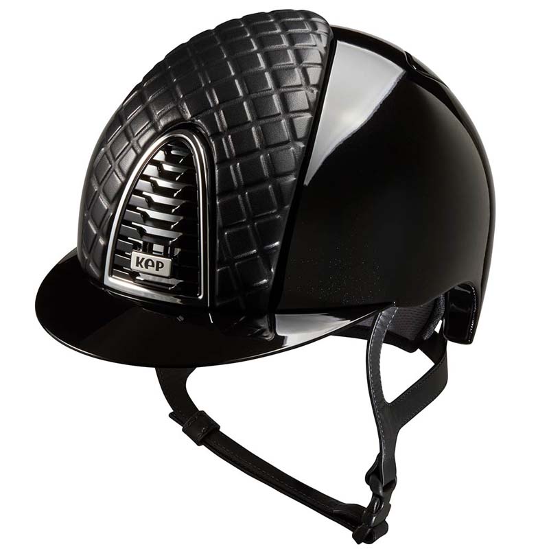Casco equitazione kep italia cromo 2.0 polish con inserto pelle - collezione milano
