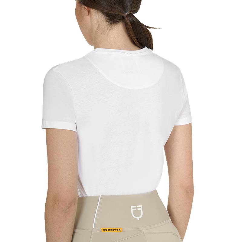 T-shirt in cotone Donna Equestro con stampa oro Horse Palm - 9870