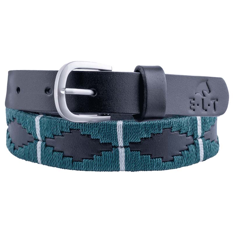 Cintura in pelle con Inserto tessuto stile Navajo - 3908