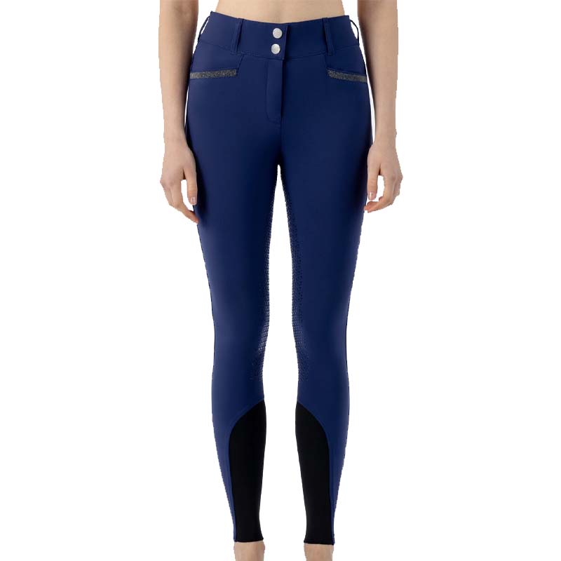 Pantaloni equiline da donna crystalef con full grip e glitter a vita alta - 3819