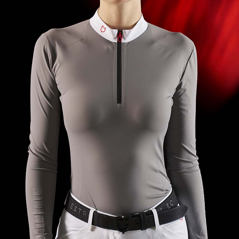 Polo da concorso donna maniche lunghe Equestro Ridertechnology - 9932